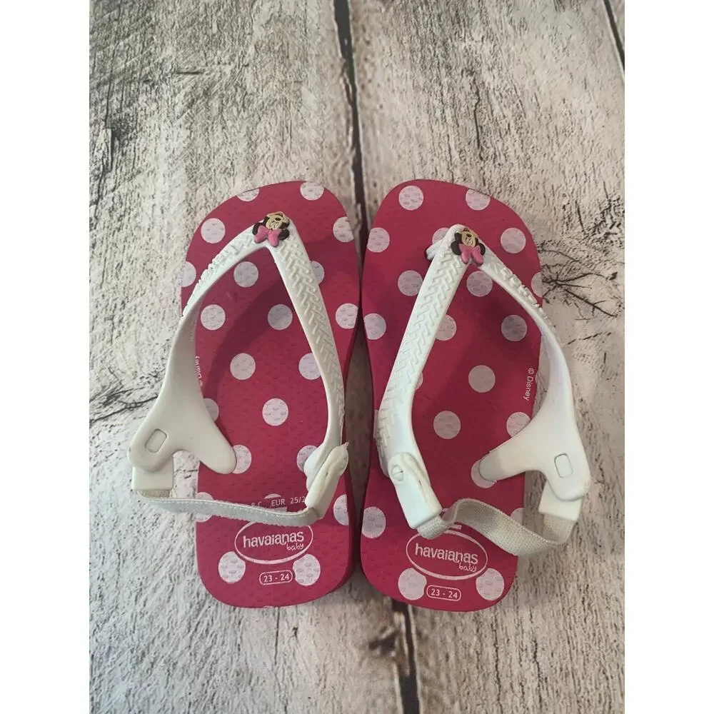 HAVAIANAS Girl’s Minnie Mouse Flip Flop Sandals / Size: 8C EUR 25-26